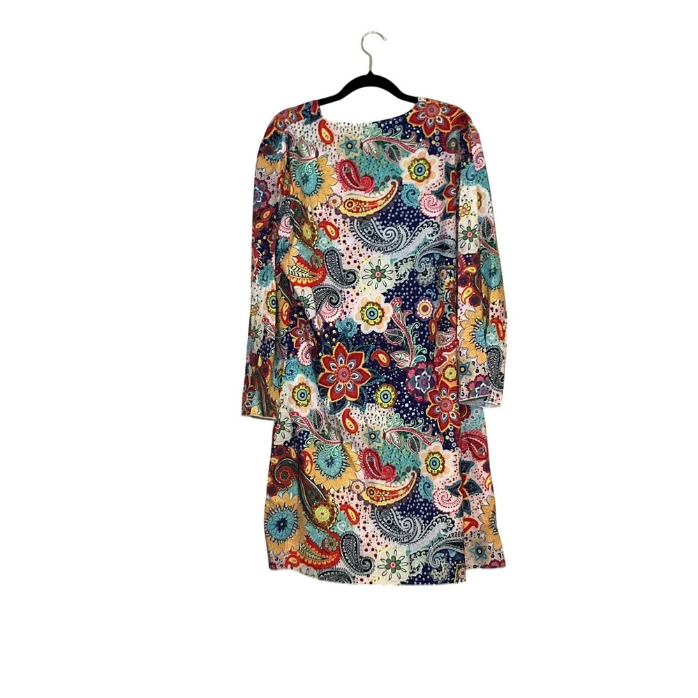 Paisley Floral Mini Dress Womens XL Multicolor New Boho Festival Bell Sleeve - Picture 5 of 10